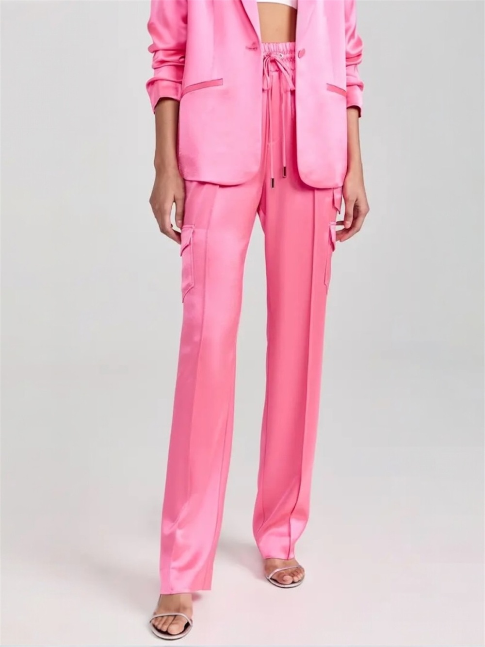 CINQ A SEPT Sarie Sateen Cargo Track Pants